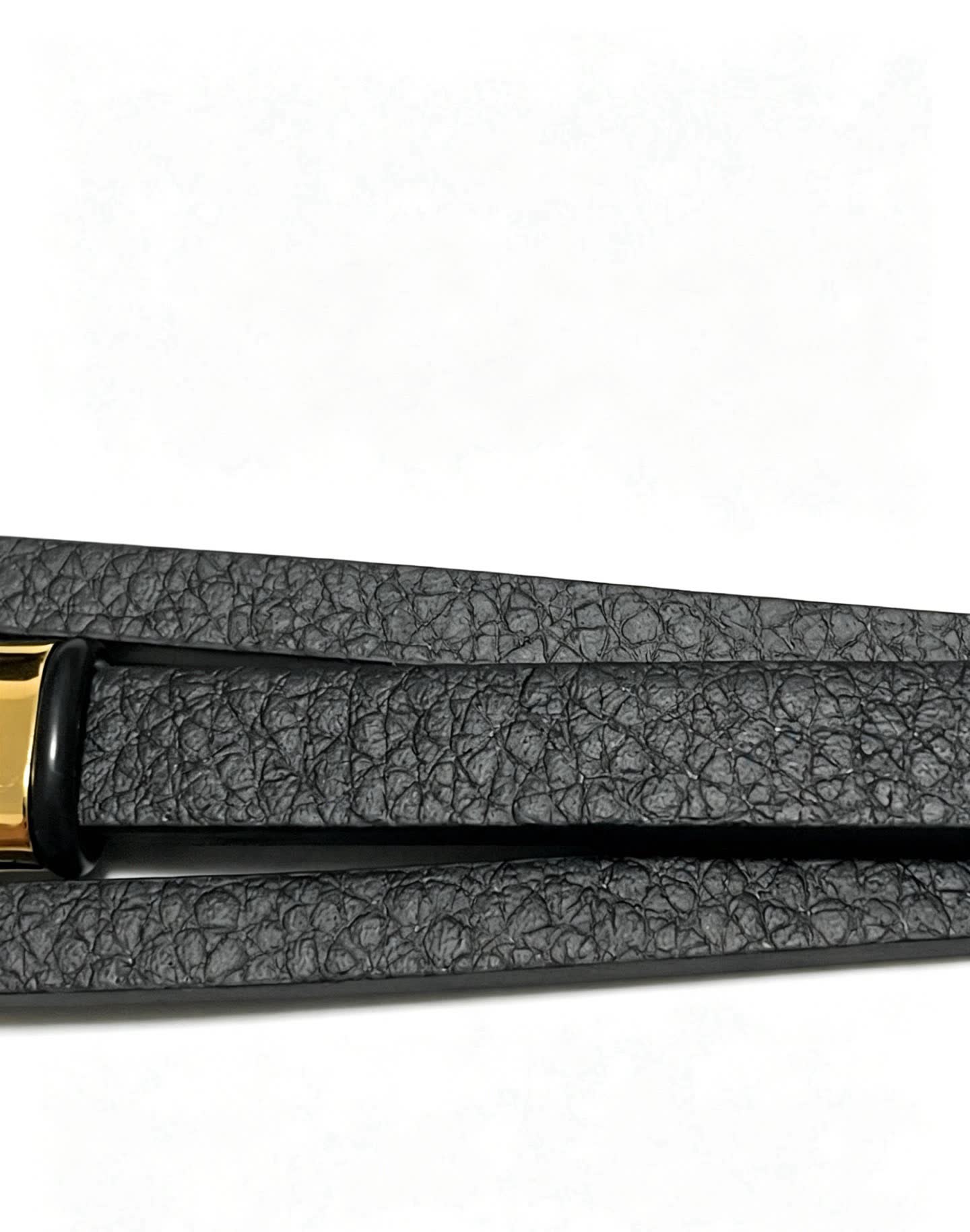 Chrome Hearts Black Leather Bracelet with Gold Cross